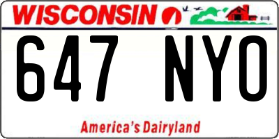 WI license plate 647NYO