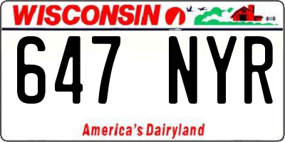 WI license plate 647NYR
