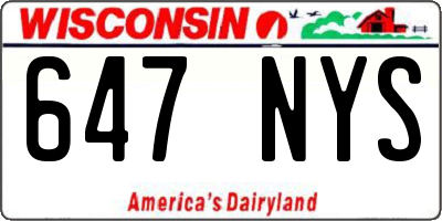 WI license plate 647NYS