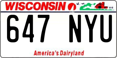 WI license plate 647NYU