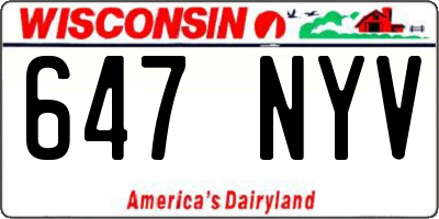 WI license plate 647NYV