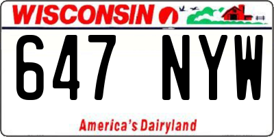 WI license plate 647NYW