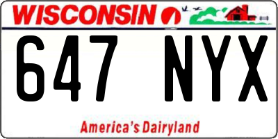 WI license plate 647NYX