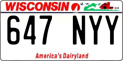 WI license plate 647NYY