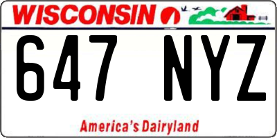 WI license plate 647NYZ