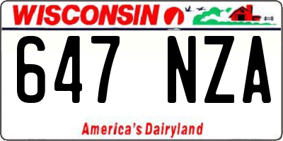 WI license plate 647NZA