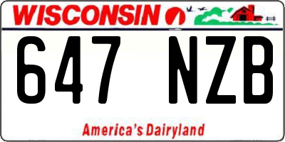 WI license plate 647NZB