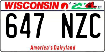 WI license plate 647NZC