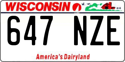 WI license plate 647NZE