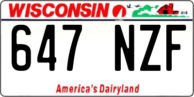 WI license plate 647NZF