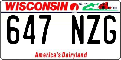 WI license plate 647NZG