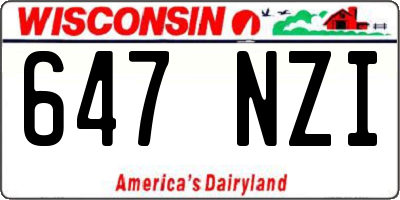 WI license plate 647NZI
