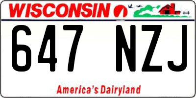 WI license plate 647NZJ