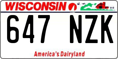 WI license plate 647NZK