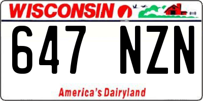WI license plate 647NZN