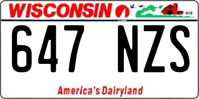 WI license plate 647NZS
