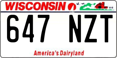WI license plate 647NZT
