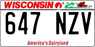 WI license plate 647NZV