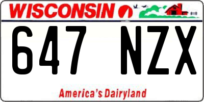 WI license plate 647NZX