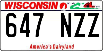 WI license plate 647NZZ