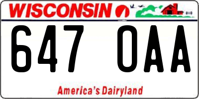 WI license plate 647OAA