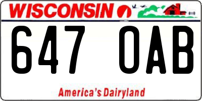 WI license plate 647OAB