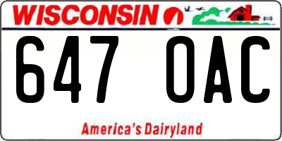WI license plate 647OAC