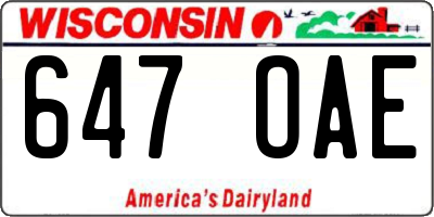 WI license plate 647OAE
