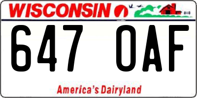 WI license plate 647OAF