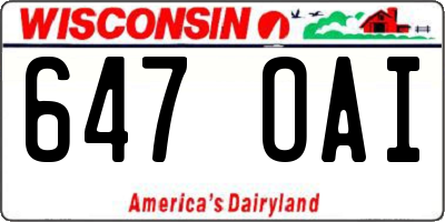 WI license plate 647OAI