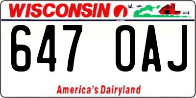 WI license plate 647OAJ