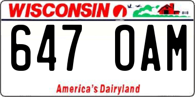 WI license plate 647OAM