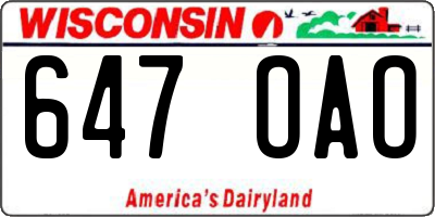 WI license plate 647OAO
