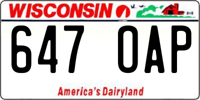 WI license plate 647OAP