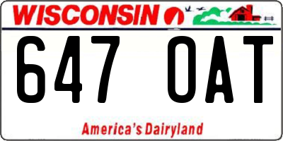 WI license plate 647OAT
