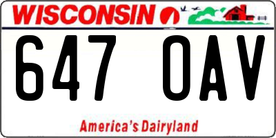 WI license plate 647OAV