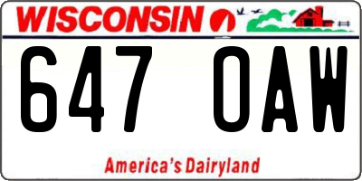 WI license plate 647OAW