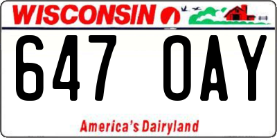 WI license plate 647OAY