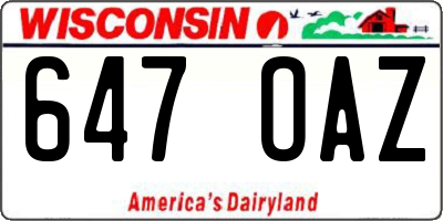 WI license plate 647OAZ
