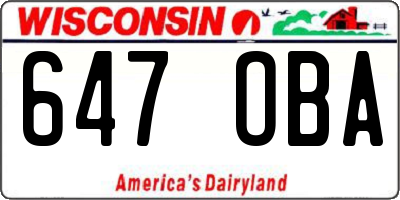 WI license plate 647OBA