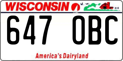 WI license plate 647OBC
