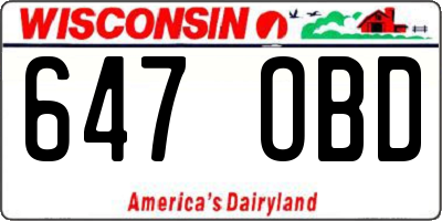 WI license plate 647OBD