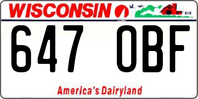 WI license plate 647OBF