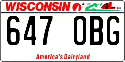 WI license plate 647OBG