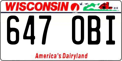 WI license plate 647OBI