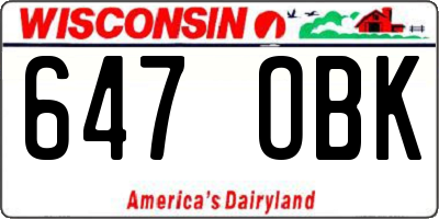 WI license plate 647OBK