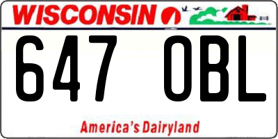 WI license plate 647OBL