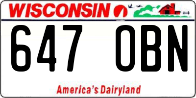 WI license plate 647OBN
