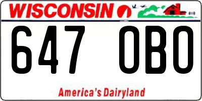 WI license plate 647OBO