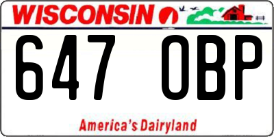 WI license plate 647OBP